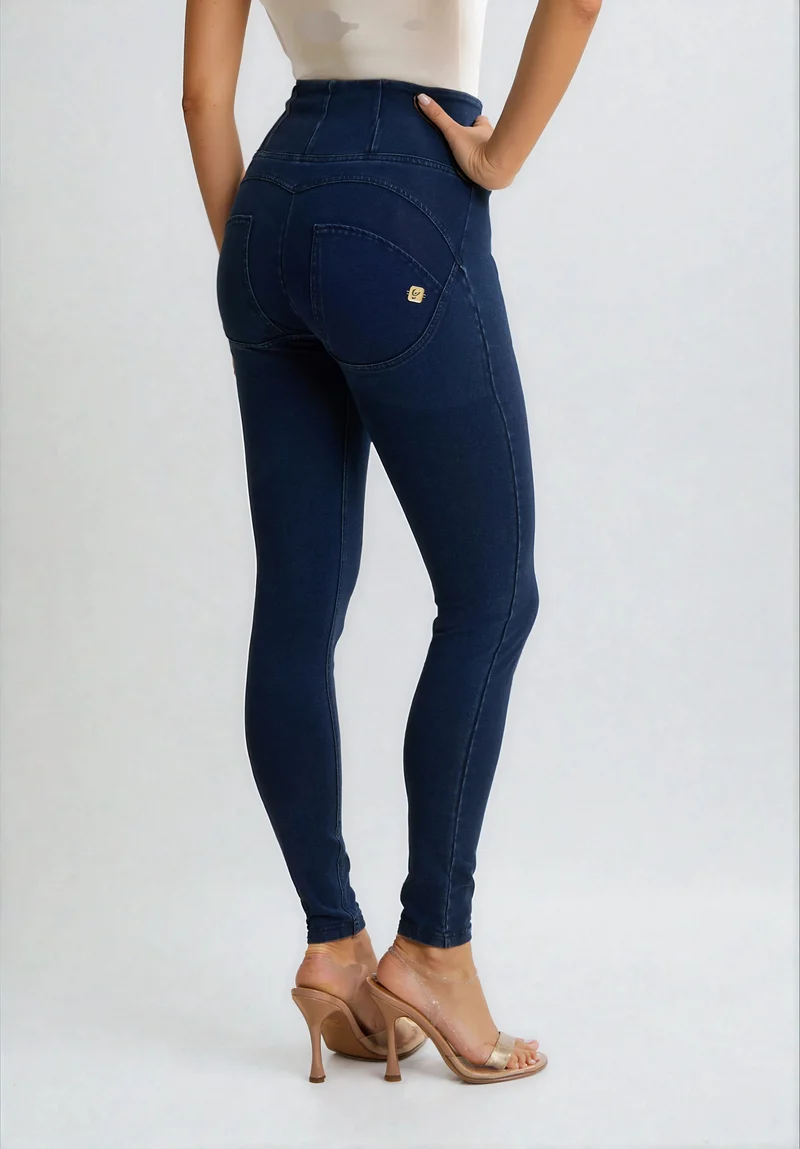 WR.UP Push-Up High Waist Skinny Denim Jeans - Denim Dark Blue - Blue Seam