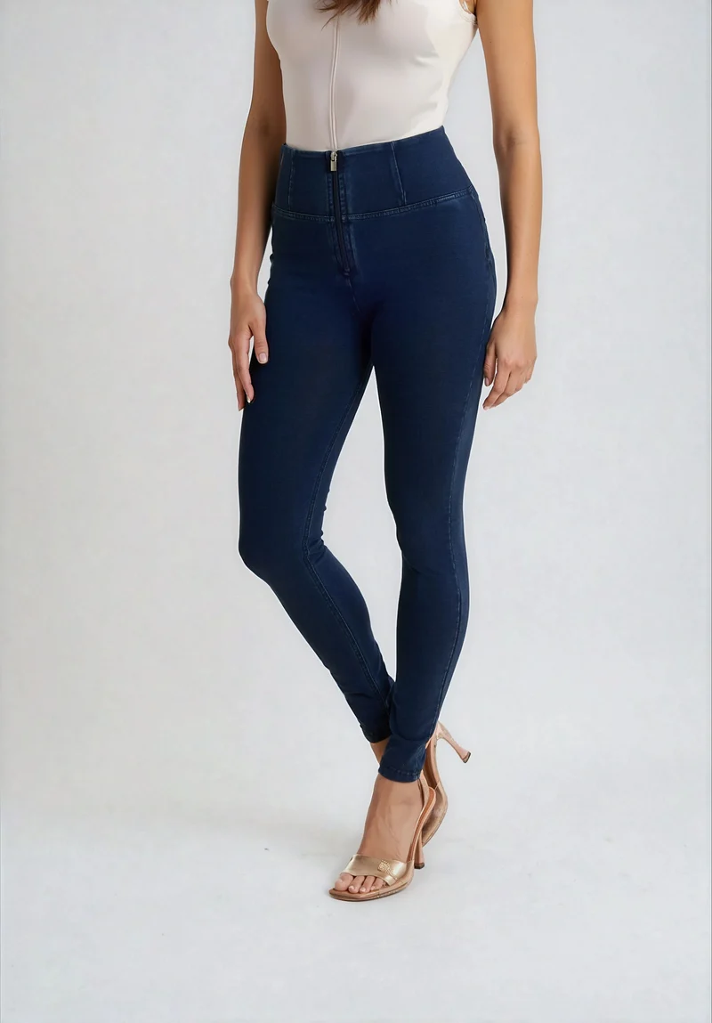WR.UP Push-Up High Waist Skinny Denim Jeans - Denim Dark Blue - Blue Seam