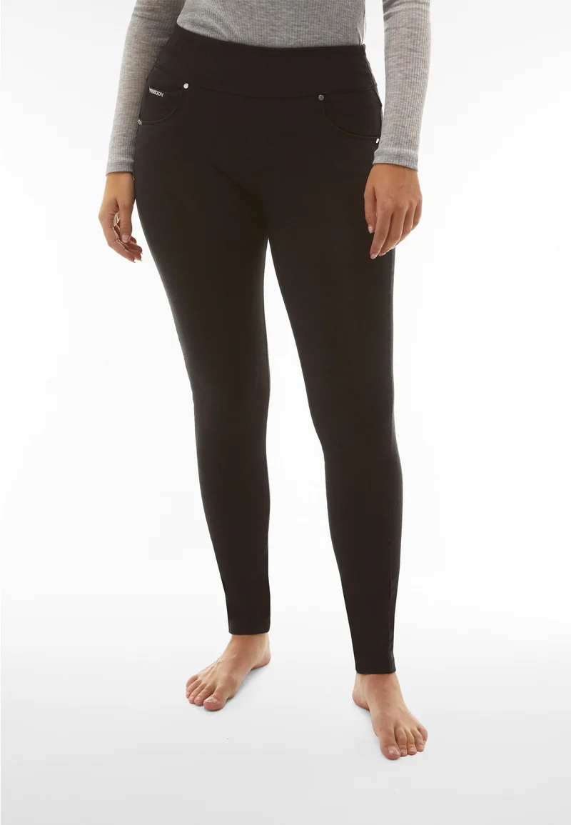 N.O.W. Yoga Mid Waist Skinny Denim Jeans - Denim Black - Black Seam