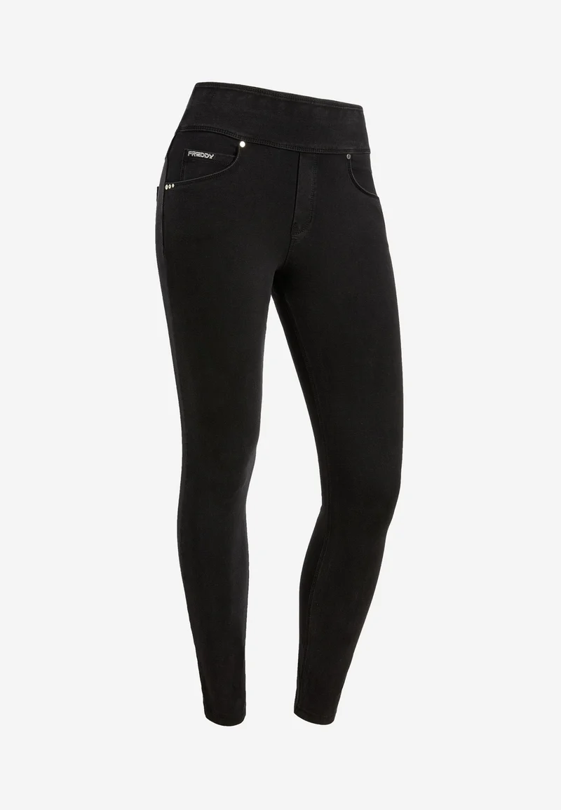 N.O.W. Yoga Mid Waist Skinny Denim Jeans - Denim Black - Black Seam