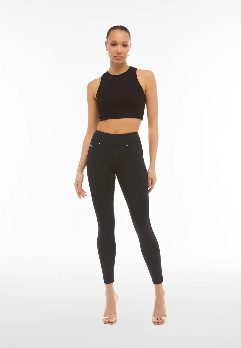 N.O.W. Yoga Mid Waist Skinny Flex Tech Leggings - Black