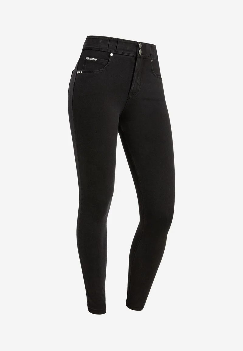 N.O.W. Comfort Mid Waist Skinny Denim Jeans - Denim Black - Black Seam