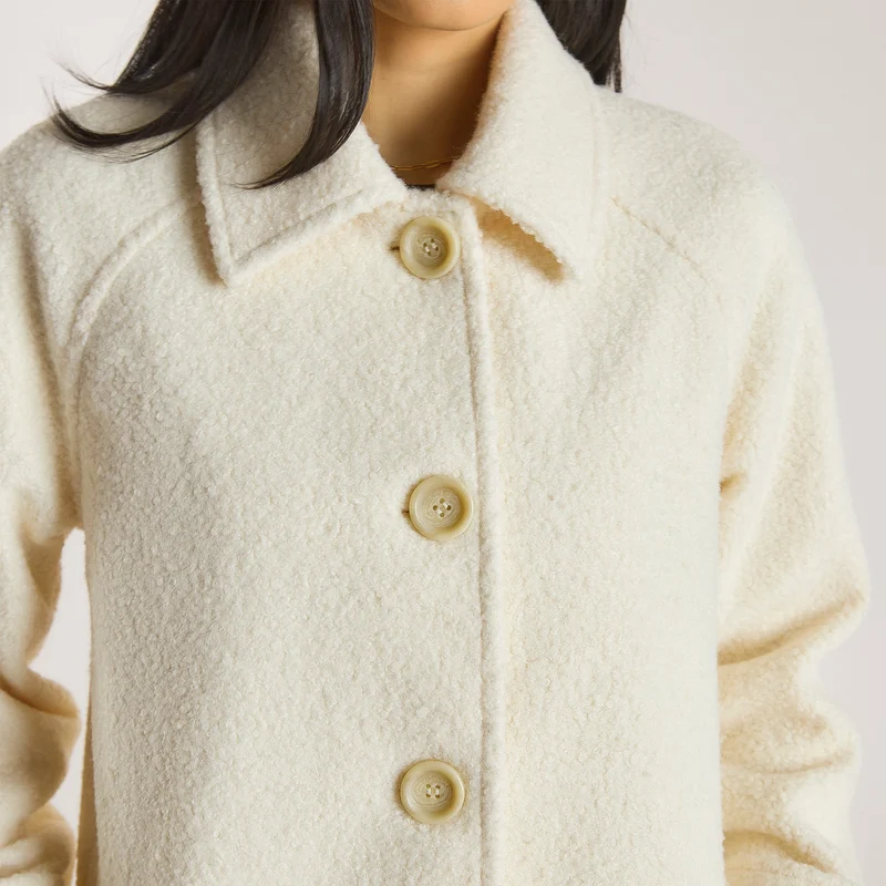 Shearling-Mantel - Crèmefarbe