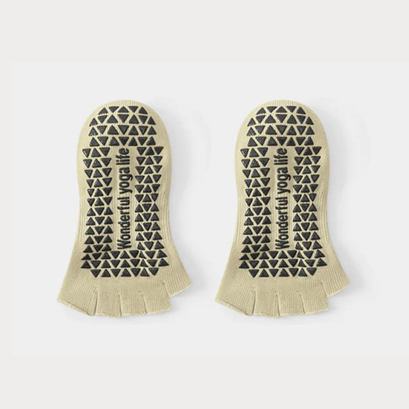 Olivenorma Zehenstegsocken mit offenem Rücken, fünf Zehen, Riemen, rutschfest, atmungsaktiv, aus Baumwolle, für Damen, ideal für Yoga und Workout.