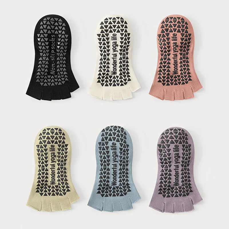 Olivenorma Zehenstegsocken mit offenem Rücken, fünf Zehen, Riemen, rutschfest, atmungsaktiv, aus Baumwolle, für Damen, ideal für Yoga und Workout.