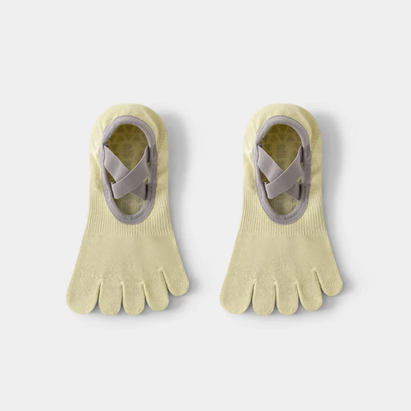 Olivenorma Zehensocken mit offenem Spann, breitem Riemen, rutschfestem Griff und aus Baumwolle für Tanz, Barre-Training und Yoga – Damensocken