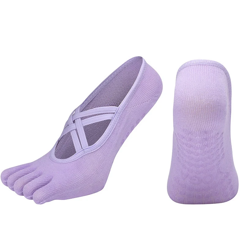 Olivenorma Zehensocken aus Baumwolle mit Kreuzriemen, rutschfest, für Pilates, Barre und Yoga – Damen-Socken für Stabilitätstraining