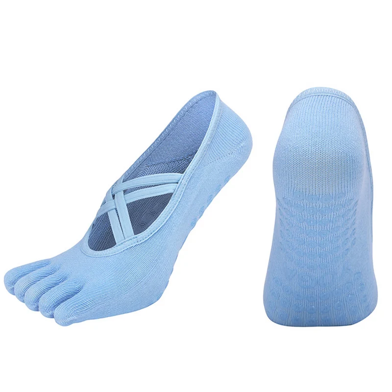 Olivenorma Zehensocken aus Baumwolle mit Kreuzriemen, rutschfest, für Pilates, Barre und Yoga – Damen-Socken für Stabilitätstraining