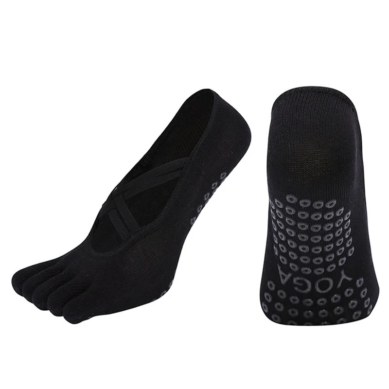 Olivenorma Zehensocken aus Baumwolle mit Kreuzriemen, rutschfest, für Pilates, Barre und Yoga – Damen-Socken für Stabilitätstraining