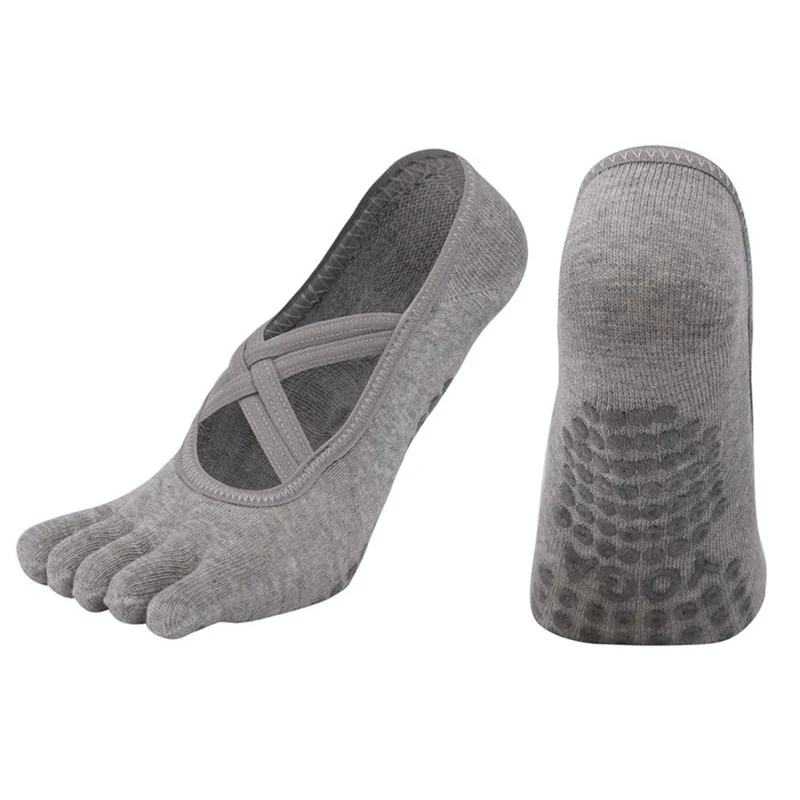 Olivenorma Zehensocken aus Baumwolle mit Kreuzriemen, rutschfest, für Pilates, Barre und Yoga – Damen-Socken für Stabilitätstraining