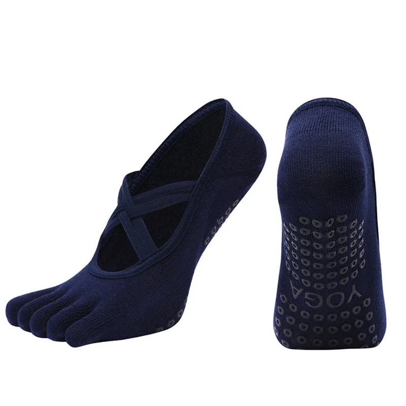 Olivenorma Zehensocken aus Baumwolle mit Kreuzriemen, rutschfest, für Pilates, Barre und Yoga – Damen-Socken für Stabilitätstraining