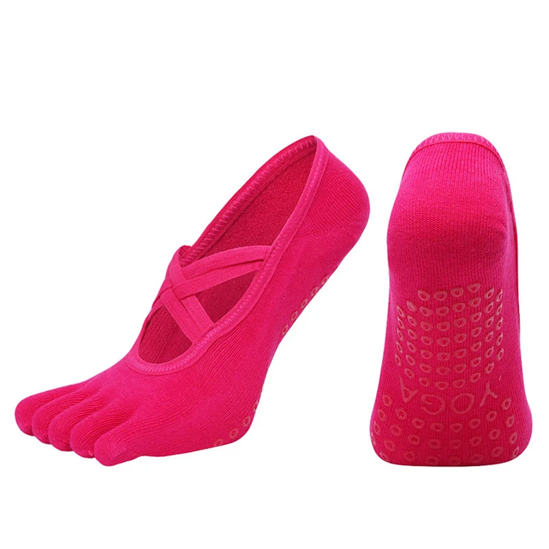 Olivenorma Zehensocken aus Baumwolle mit Kreuzriemen, rutschfest, für Pilates, Barre und Yoga – Damen-Socken für Stabilitätstraining