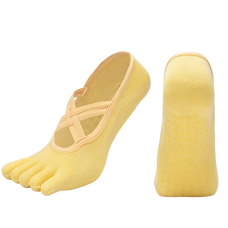 Olivenorma Zehensocken aus Baumwolle mit Kreuzriemen, rutschfest, für Pilates, Barre und Yoga – Damen-Socken für Stabilitätstraining