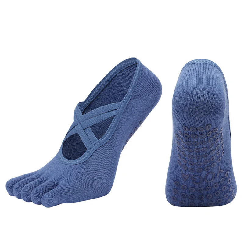 Olivenorma Zehensocken aus Baumwolle mit Kreuzriemen, rutschfest, für Pilates, Barre und Yoga – Damen-Socken für Stabilitätstraining