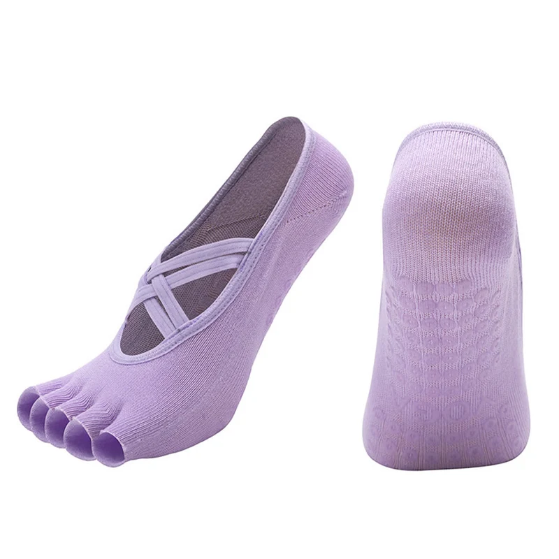 Olivenorma Zehensocken aus Baumwolle mit Kreuzriemen, rutschfest, für Pilates, Barre und Yoga – Damen-Socken für Stabilitätstraining