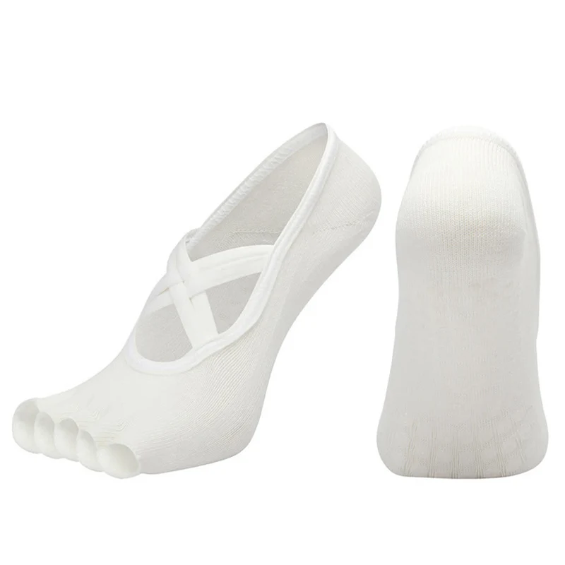 Olivenorma Zehensocken aus Baumwolle mit Kreuzriemen, rutschfest, für Pilates, Barre und Yoga – Damen-Socken für Stabilitätstraining