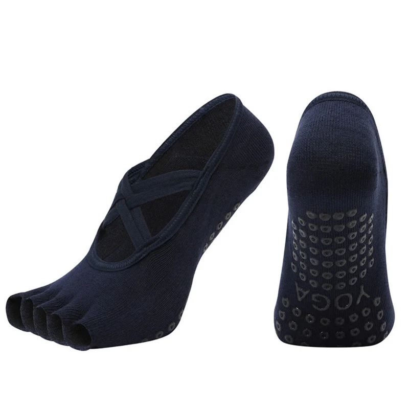 Olivenorma Zehensocken aus Baumwolle mit Kreuzriemen, rutschfest, für Pilates, Barre und Yoga – Damen-Socken für Stabilitätstraining