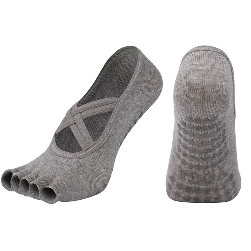 Olivenorma Zehensocken aus Baumwolle mit Kreuzriemen, rutschfest, für Pilates, Barre und Yoga – Damen-Socken für Stabilitätstraining