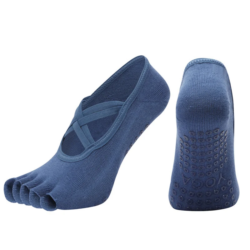 Olivenorma Zehensocken aus Baumwolle mit Kreuzriemen, rutschfest, für Pilates, Barre und Yoga – Damen-Socken für Stabilitätstraining