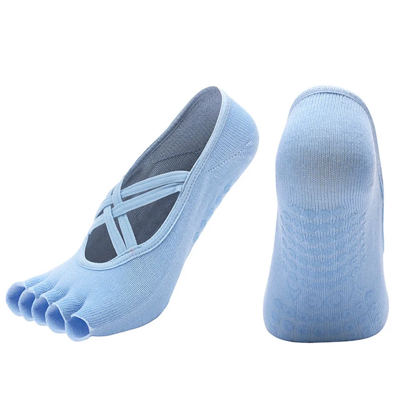 Olivenorma Zehensocken aus Baumwolle mit Kreuzriemen, rutschfest, für Pilates, Barre und Yoga – Damen-Socken für Stabilitätstraining