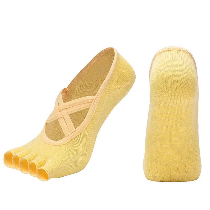 Olivenorma Zehensocken aus Baumwolle mit Kreuzriemen, rutschfest, für Pilates, Barre und Yoga – Damen-Socken für Stabilitätstraining