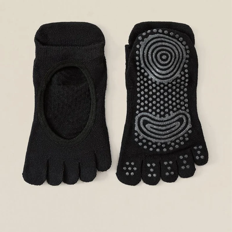 Olivenorma Zehenfreie Baumwollsocken mit fünf Zehen, rutschfest, atmungsaktiv und schweißabsorbierend – ideal für Barre-Workouts und Yoga.
