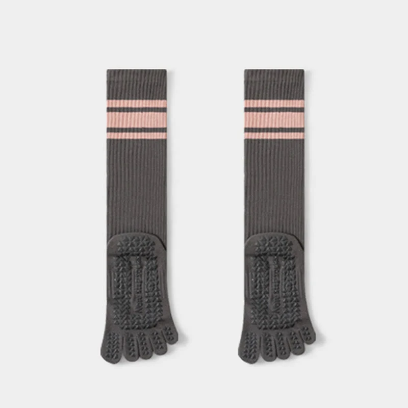 Olivenorma Kompressionssocken mit fünf Zehen, aus Baumwolle, rutschfest, schmal geschnitten, mit Unterstützung für Pilates, Barre, Yoga und mehr – Damensocken