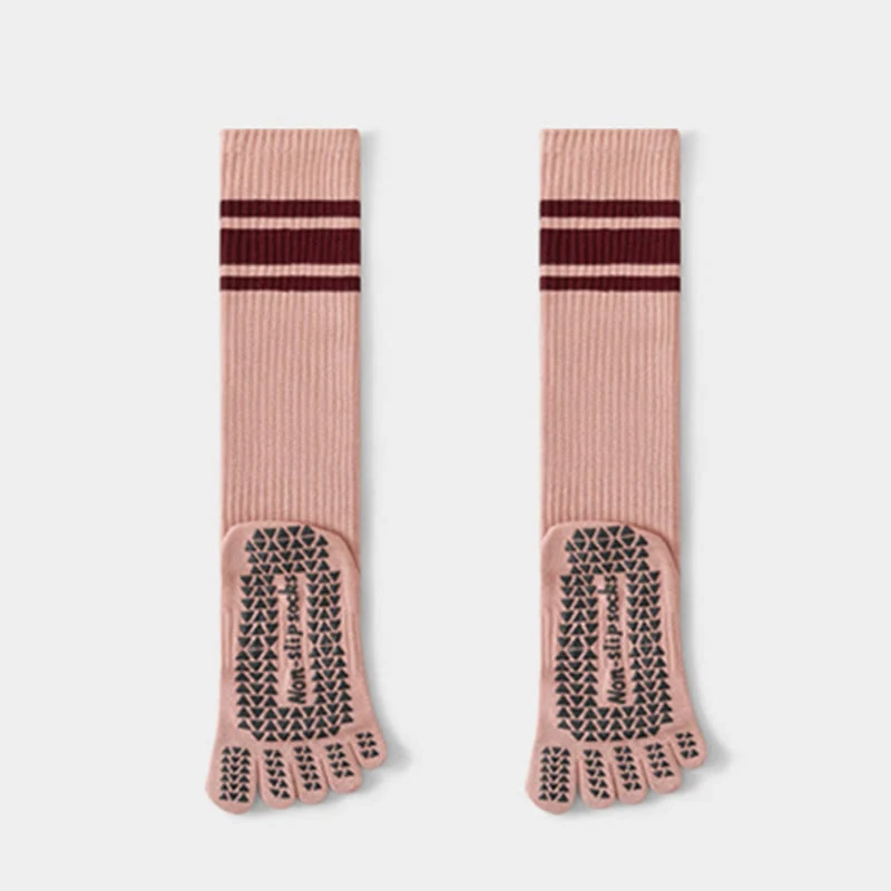 Olivenorma Kompressionssocken mit fünf Zehen, aus Baumwolle, rutschfest, schmal geschnitten, mit Unterstützung für Pilates, Barre, Yoga und mehr – Damensocken