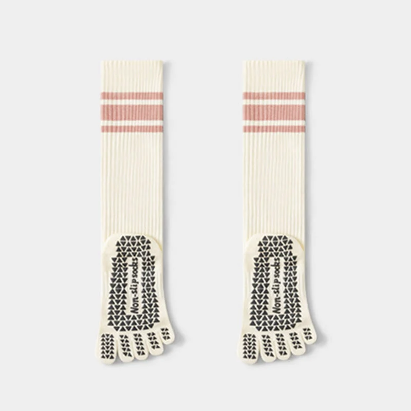Olivenorma Kompressionssocken mit fünf Zehen, aus Baumwolle, rutschfest, schmal geschnitten, mit Unterstützung für Pilates, Barre, Yoga und mehr – Damensocken