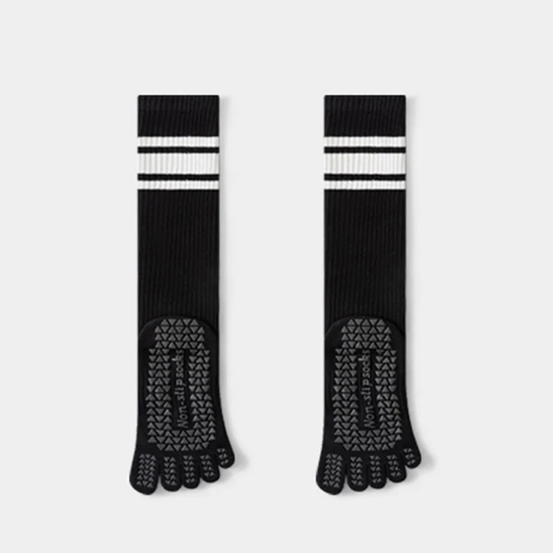 Olivenorma Kompressionssocken mit fünf Zehen, aus Baumwolle, rutschfest, schmal geschnitten, mit Unterstützung für Pilates, Barre, Yoga und mehr – Damensocken