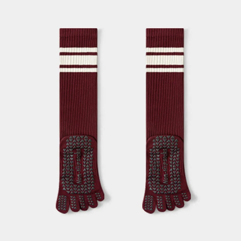 Olivenorma Kompressionssocken mit fünf Zehen, aus Baumwolle, rutschfest, schmal geschnitten, mit Unterstützung für Pilates, Barre, Yoga und mehr – Damensocken