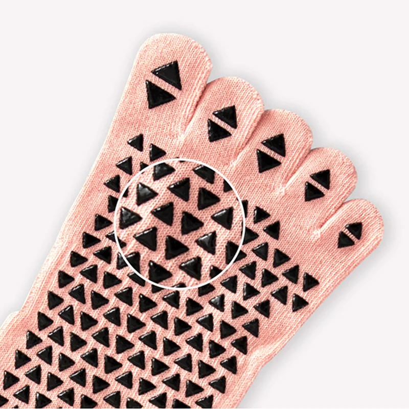 Olivenorma Mid-Calf Five-Toe Baumwoll-Yogasocken für Damen, atmungsaktiv, rutschfest, komfortabel und mit rutschfestem Griff