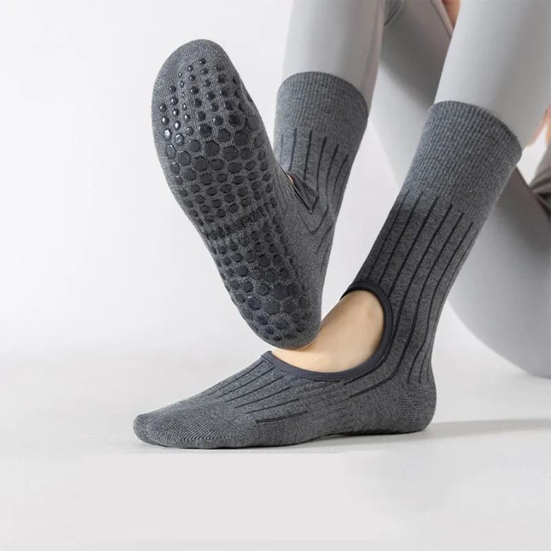 Olivenorma Wadenhohe Zehenkappen, rutschfest, aus Baumwolle, für Pilates und Yoga – Komfortsocken für Damen