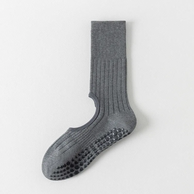 Olivenorma Wadenhohe Zehenkappen, rutschfest, aus Baumwolle, für Pilates und Yoga – Komfortsocken für Damen