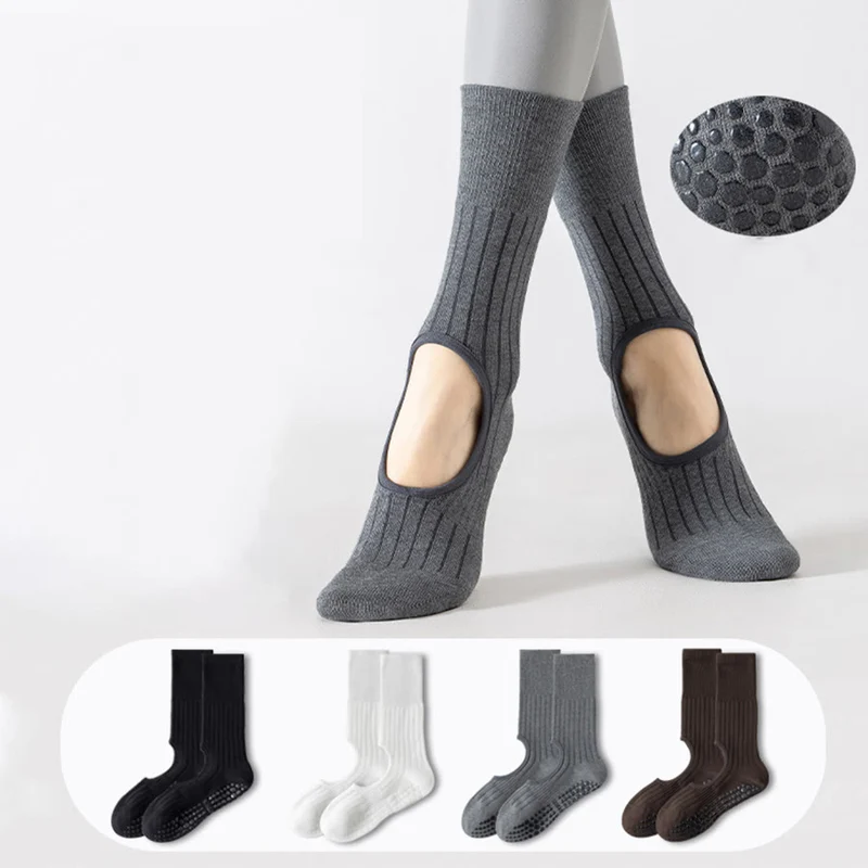 Olivenorma Wadenhohe Zehenkappen, rutschfest, aus Baumwolle, für Pilates und Yoga – Komfortsocken für Damen