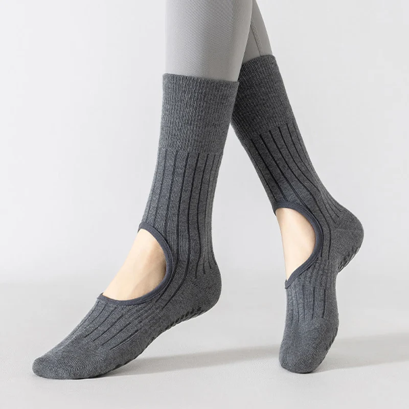 Olivenorma Wadenhohe Zehenkappen, rutschfest, aus Baumwolle, für Pilates und Yoga – Komfortsocken für Damen
