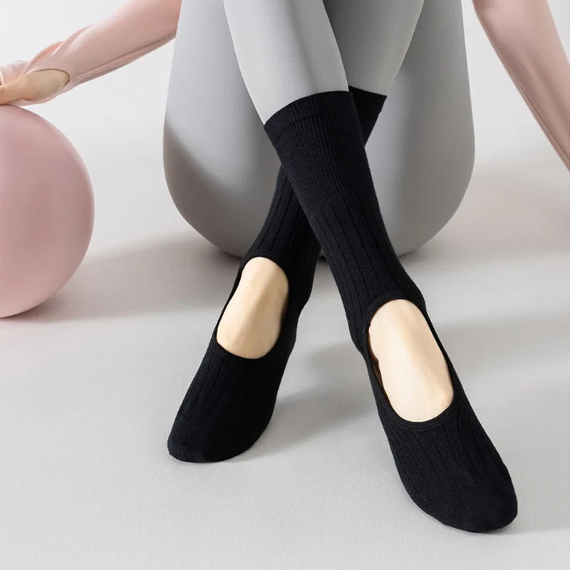 Olivenorma Wadenhohe Zehenkappen, rutschfest, aus Baumwolle, für Pilates und Yoga – Komfortsocken für Damen