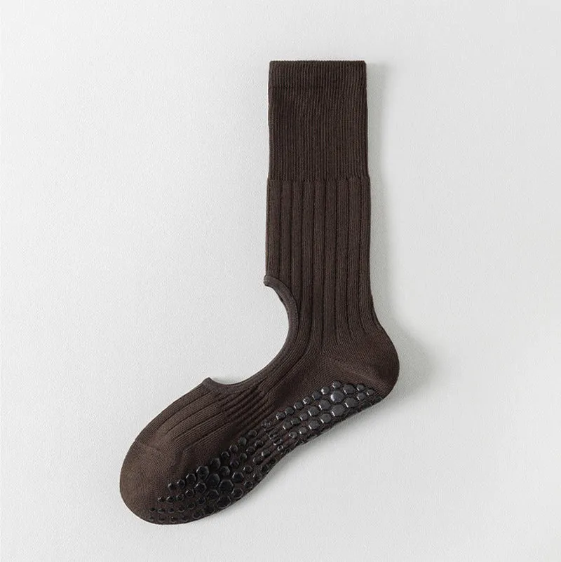 Olivenorma Wadenhohe Zehenkappen, rutschfest, aus Baumwolle, für Pilates und Yoga – Komfortsocken für Damen