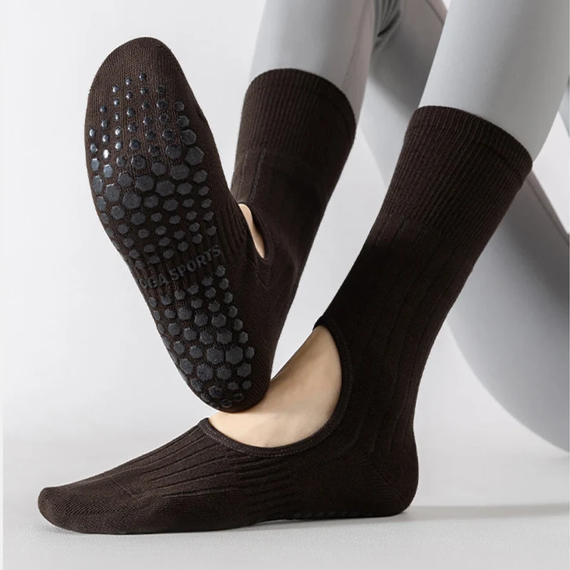 Olivenorma Wadenhohe Zehenkappen, rutschfest, aus Baumwolle, für Pilates und Yoga – Komfortsocken für Damen