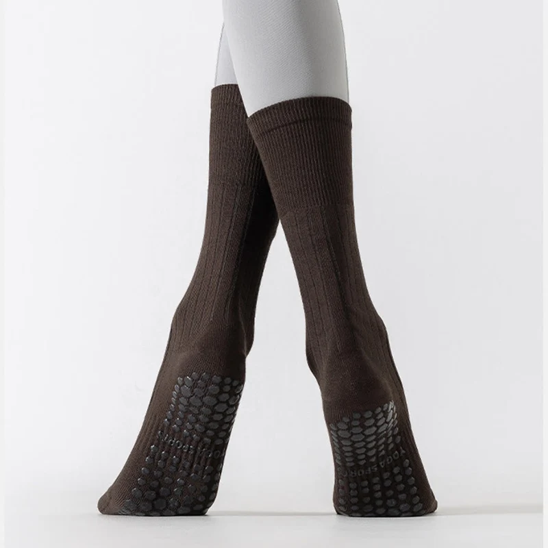 Olivenorma Wadenhohe Zehenkappen, rutschfest, aus Baumwolle, für Pilates und Yoga – Komfortsocken für Damen