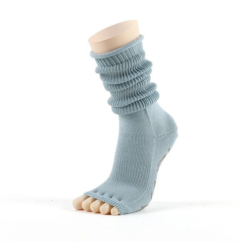 Olivenorma Zehenfreie, atmungsaktive Zehentrennungs-Pilates-Fitnesssocken mit rutschfestem Halt, Baumwollkomfort und stabiler Traktion