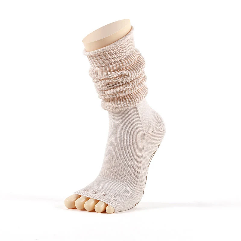 Olivenorma Zehenfreie, atmungsaktive Zehentrennungs-Pilates-Fitnesssocken mit rutschfestem Halt, Baumwollkomfort und stabiler Traktion