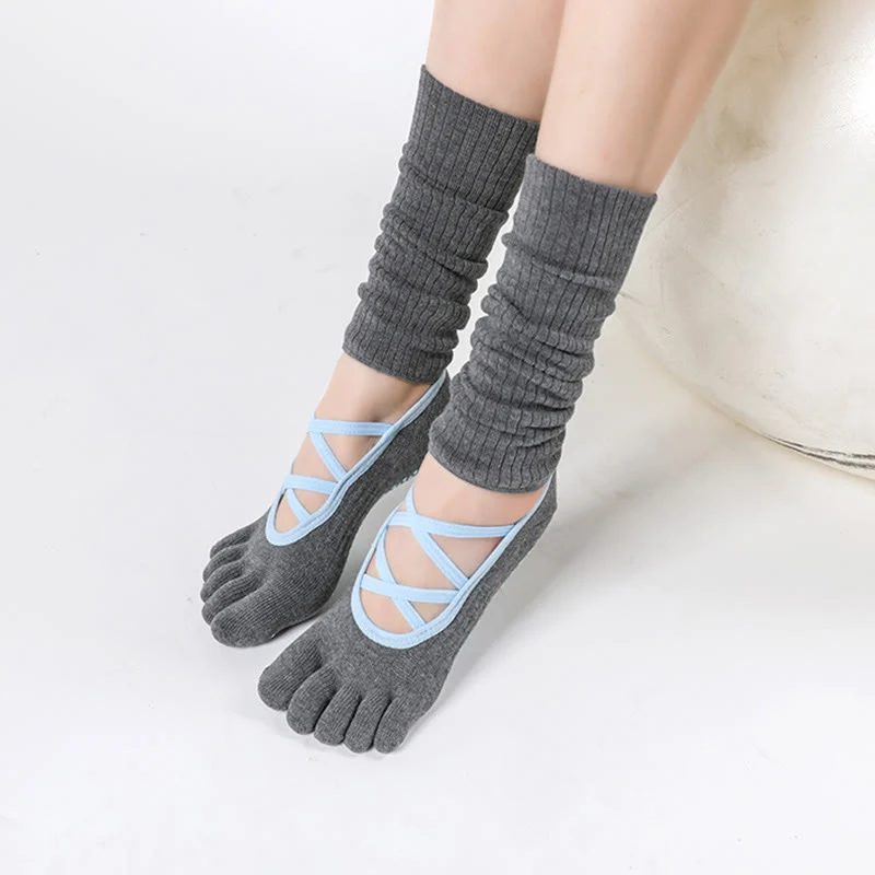Olivenorma Yoga-Barre-Socken mit elastischem Riemen, rutschfestem Halt und atmungsaktiven Komfortsocken für Pilates-Training für Frauen mit sicherem Kreuzriemen