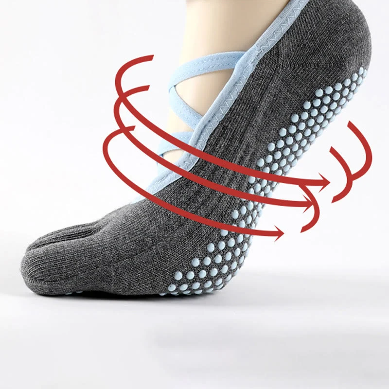 Olivenorma Yoga-Barre-Socken mit elastischem Riemen, rutschfestem Halt und atmungsaktiven Komfortsocken für Pilates-Training für Frauen mit sicherem Kreuzriemen