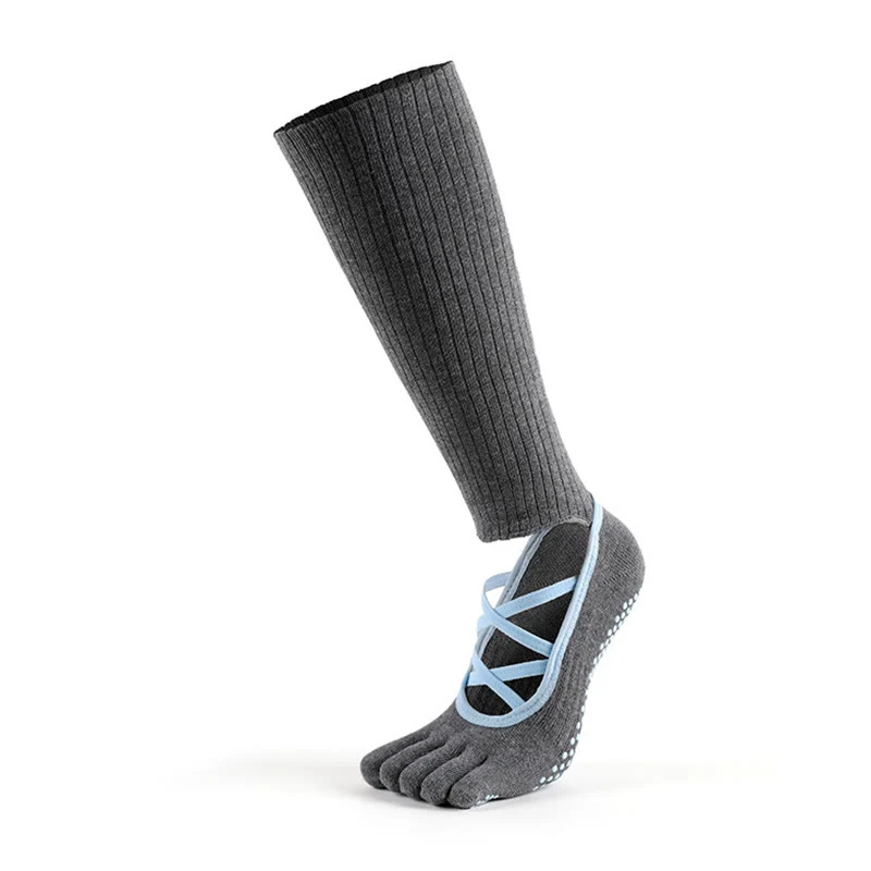 Olivenorma Yoga-Barre-Socken mit elastischem Riemen, rutschfestem Halt und atmungsaktiven Komfortsocken für Pilates-Training für Frauen mit sicherem Kreuzriemen