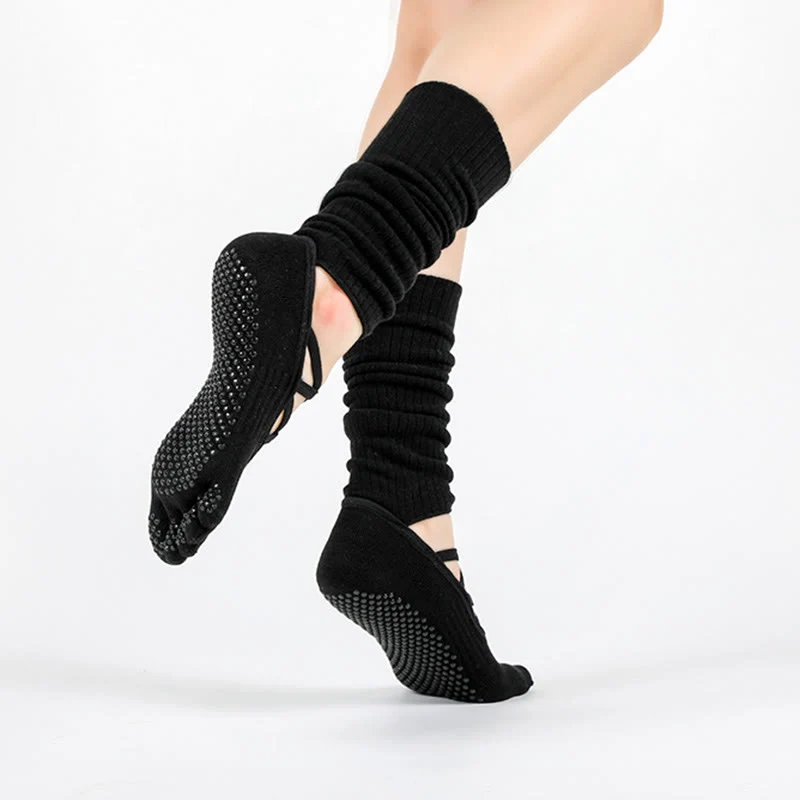 Olivenorma Yoga-Barre-Socken mit elastischem Riemen, rutschfestem Halt und atmungsaktiven Komfortsocken für Pilates-Training für Frauen mit sicherem Kreuzriemen