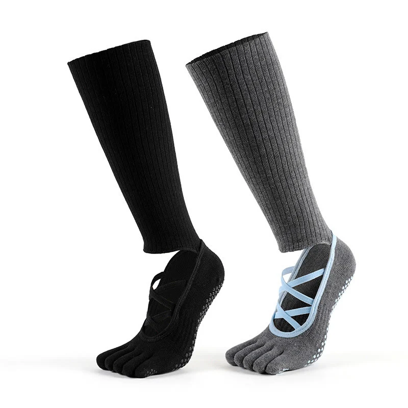 Olivenorma Yoga-Barre-Socken mit elastischem Riemen, rutschfestem Halt und atmungsaktiven Komfortsocken für Pilates-Training für Frauen mit sicherem Kreuzriemen