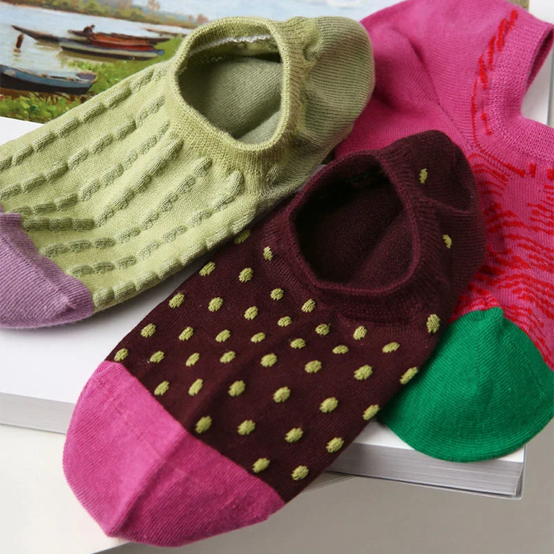 Olivenorma 3 Paar leichte, atmungsaktive Pilates-Stretch-Baumwoll-Fitnesssocken mit Grip für Barre, Yoga und den täglichen Komfort beim Training