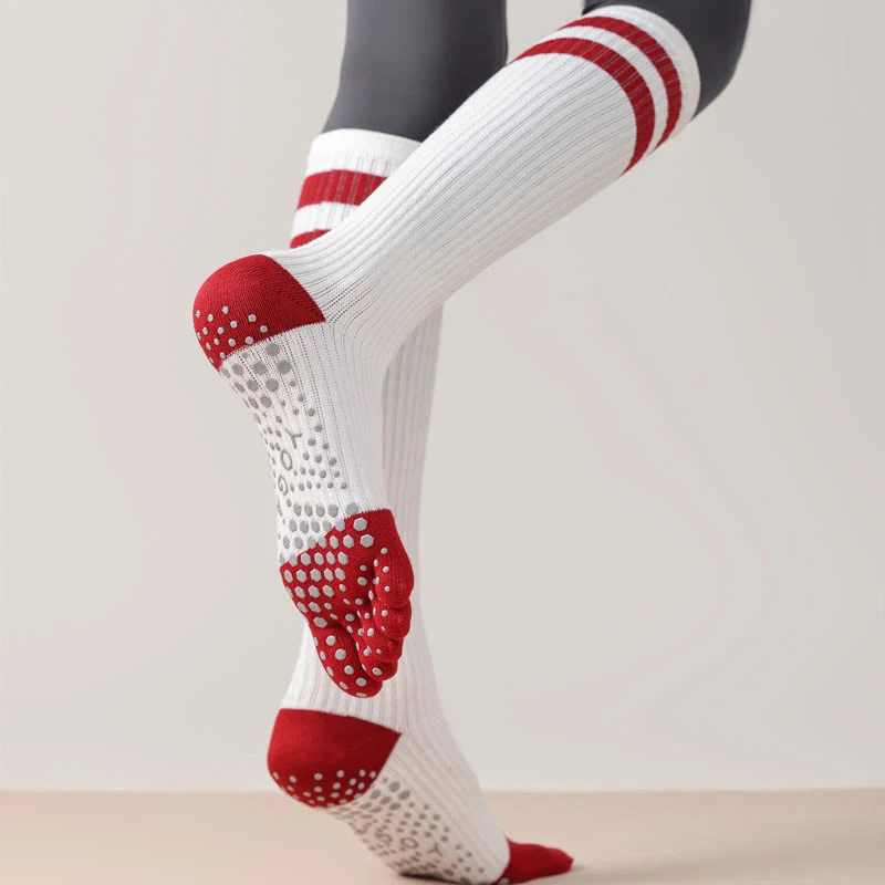 Olivenorma Fünf-Zehen-Socken, atmungsaktiv, mit Zehentrennung, rutschfestem Grip, Pilates- und Barre-Fitness-Socken für Damen mit Baumwollkomfort, Yoga-Socken