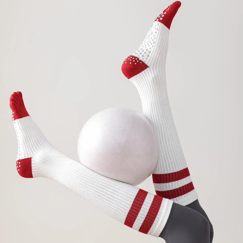 Olivenorma Fünf-Zehen-Socken, atmungsaktiv, mit Zehentrennung, rutschfestem Grip, Pilates- und Barre-Fitness-Socken für Damen mit Baumwollkomfort, Yoga-Socken